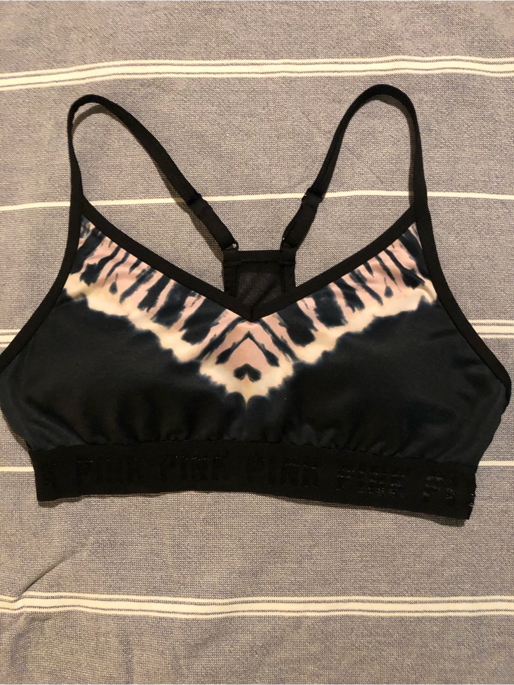 Black and Pink Tie-Dye Light Sports Bra